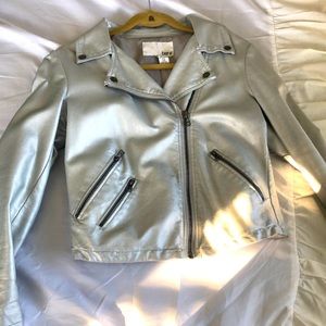Metallic silver pleather Jacket